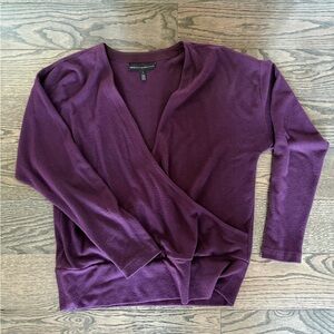 White House Black Market Deep Purple V-Neck Wrap Sweater